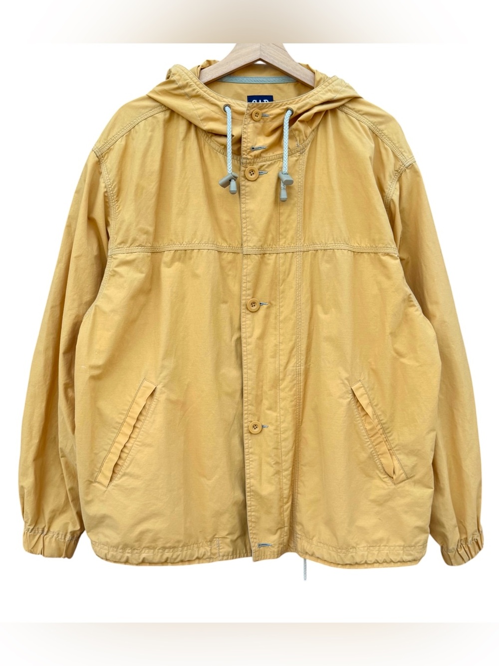 Vintage GAP Yellow Anorak Full Zip Buttoned Jacket Size Medium (oversized)